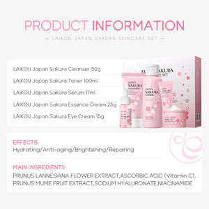 Laikou Japan Sakura Skin Care 5Pcs Set - Glow Getter Beauty
