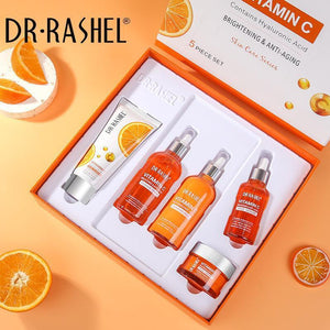 Dr.Rashel Vitamin C Brightening Anti Aging Skin Care Set Pack Of 5 In Gift Box - Glow Getter Beauty