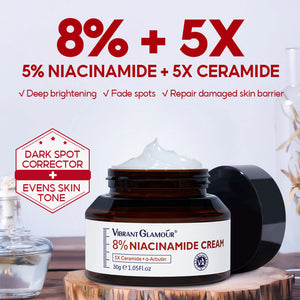 Vibrant Glamour 8% Niacinamide Cream - 30g - Glow Getter Beauty