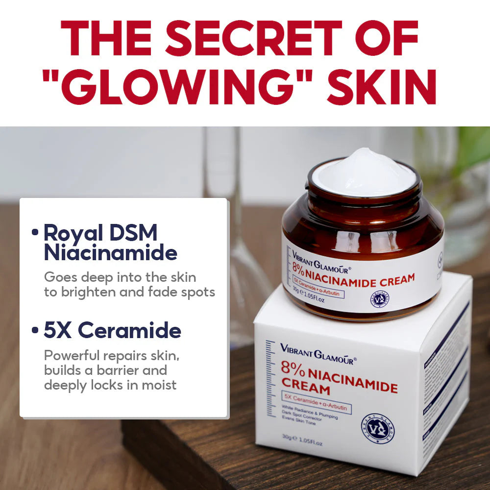 Vibrant Glamour 8% Niacinamide Cream - 30g - Glow Getter Beauty