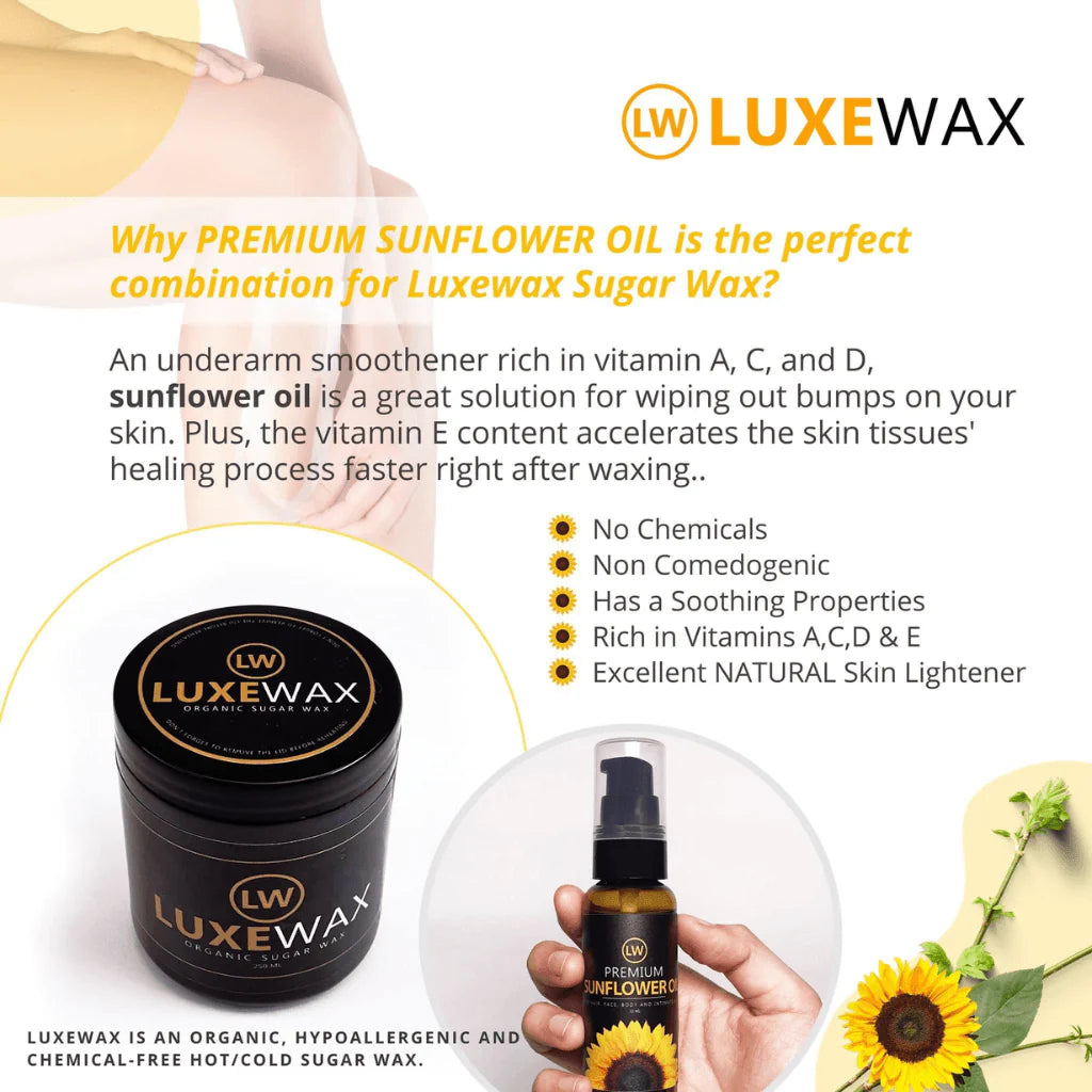 Luxe Wax Premium Sunflower Oil - 50ml - Glow Getter Beauty