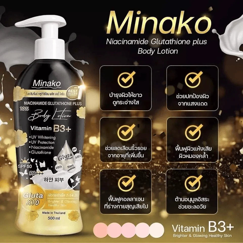 Minako Niacinamide Glutathione Plus 10% Body Lotion - 500ml - Glow Getter Beauty