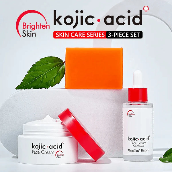Kojic Acid Brighten Skin Care Set - 3 Pcs - Glow Getter Beauty