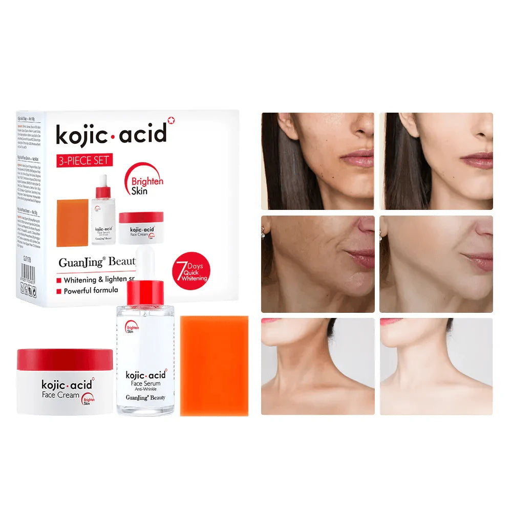 Kojic Acid Brighten Skin Care Set - 3 Pcs - Glow Getter Beauty