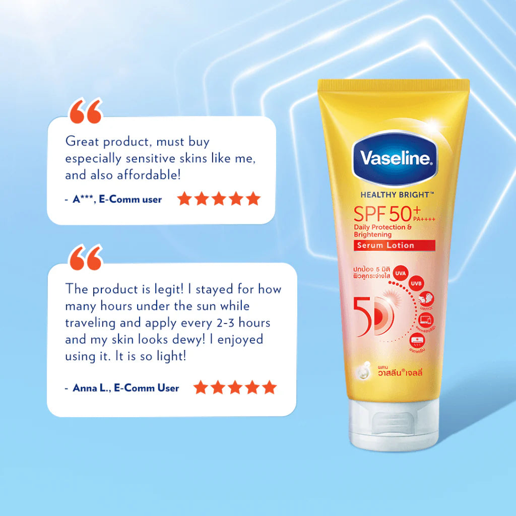 Vaseline Healthy Bright Daily Protection Brightening Serum SPF50+ PA++++ - 300ml - Glow Getter Beauty