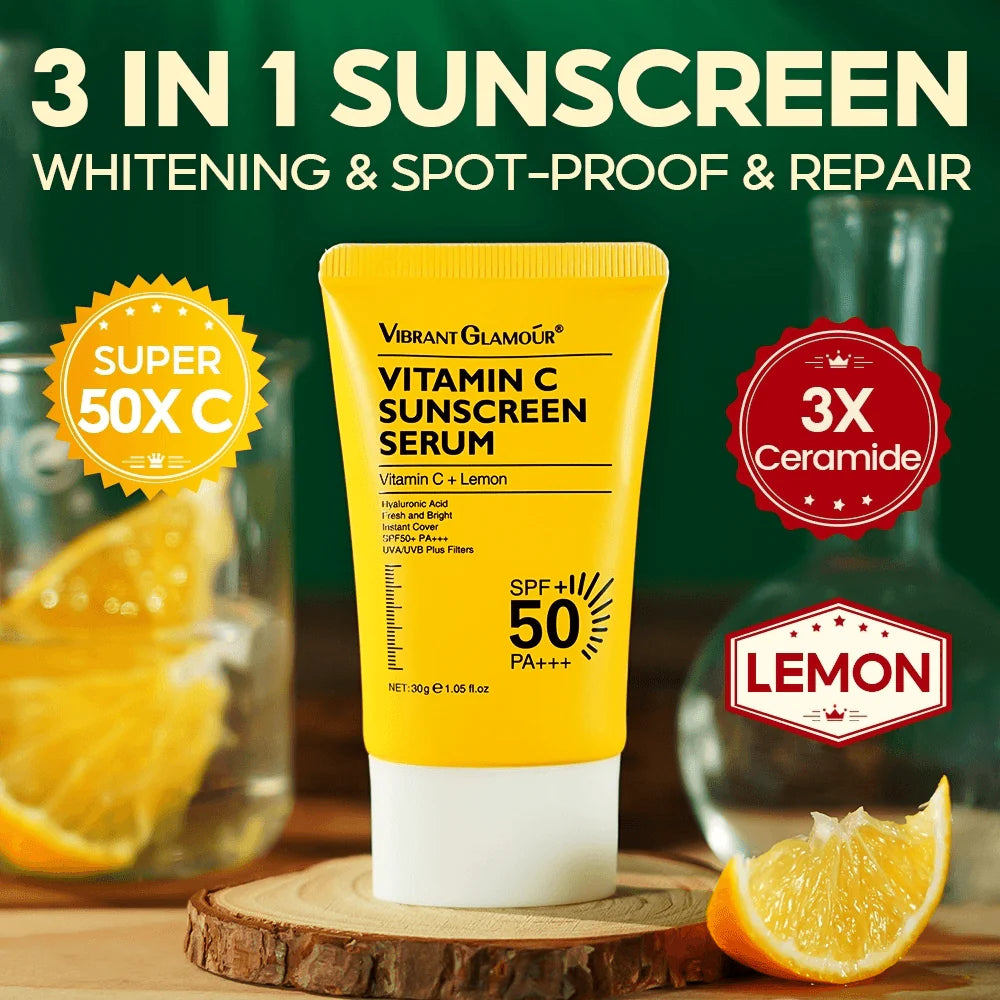 VIBRANT GLAMOUR Vitamin C Sunscreen Serum SPF 50+ PA+++ - 30g - Glow Getter Beauty