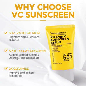 VIBRANT GLAMOUR Vitamin C Sunscreen Serum SPF 50+ PA+++ - 30g - Glow Getter Beauty