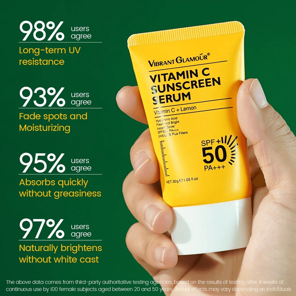 VIBRANT GLAMOUR Vitamin C Sunscreen Serum SPF 50+ PA+++ - 30g - Glow Getter Beauty