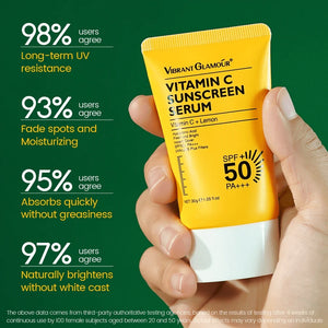 VIBRANT GLAMOUR Vitamin C Sunscreen Serum SPF 50+ PA+++ - 30g - Glow Getter Beauty