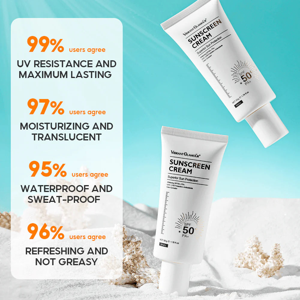 Vibrant Glamour Brightening Sunscreen Cream SPF50+ UVA/UVB - 50g - Glow Getter Beauty
