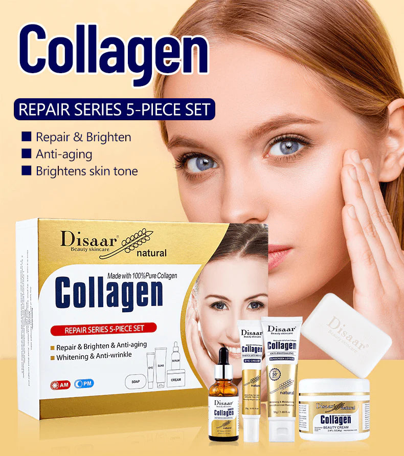 Disaar 100% Collagen Repair Skin Care Set - 5 pcs set - Glow Getter Beauty