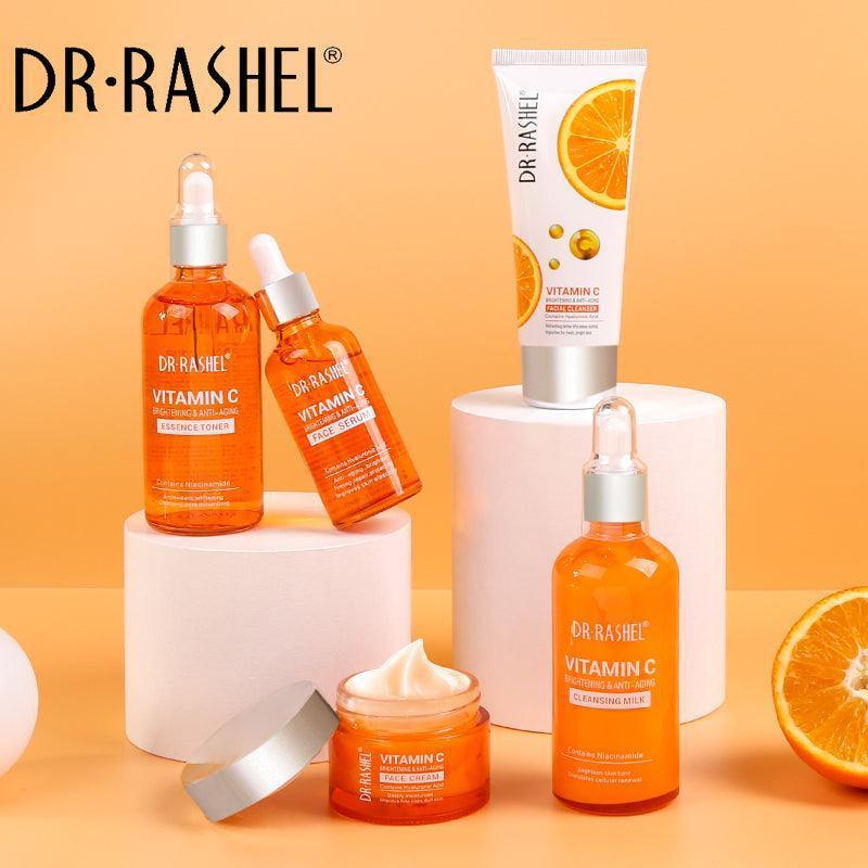 Dr.Rashel Vitamin C Brightening Anti Aging Skin Care Set Pack Of 5 In Gift Box - Glow Getter Beauty